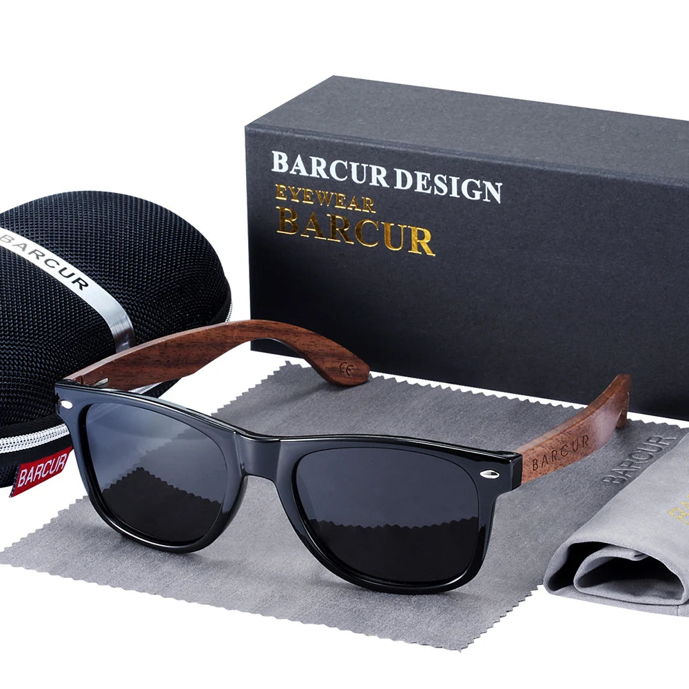 BOSCARA Black Walnut Wooden Sunglasses — UV400 Polarized
