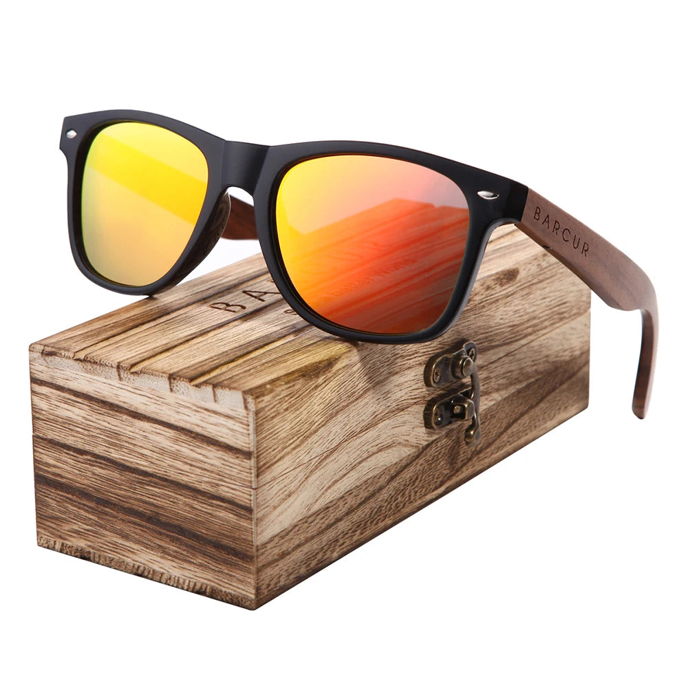BOSCARA Black Walnut Wooden Sunglasses — UV400 Polarized