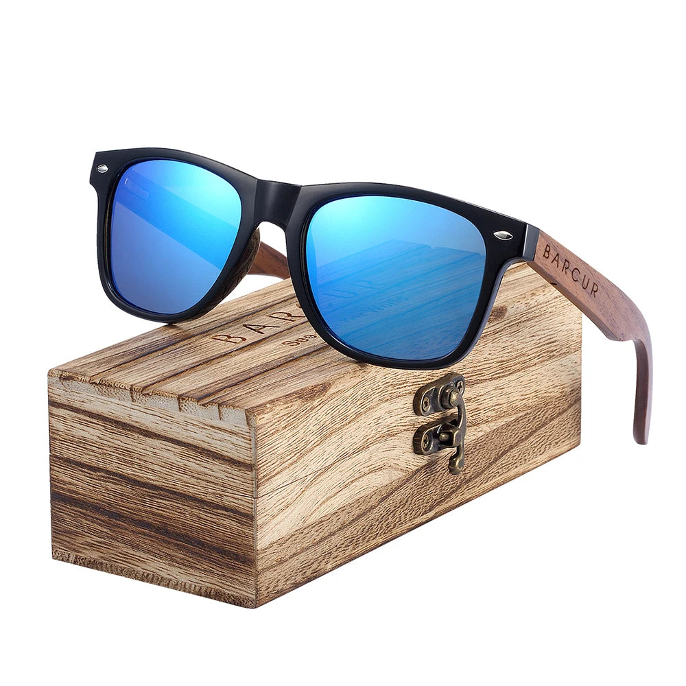 BOSCARA Black Walnut Wooden Sunglasses — UV400 Polarized