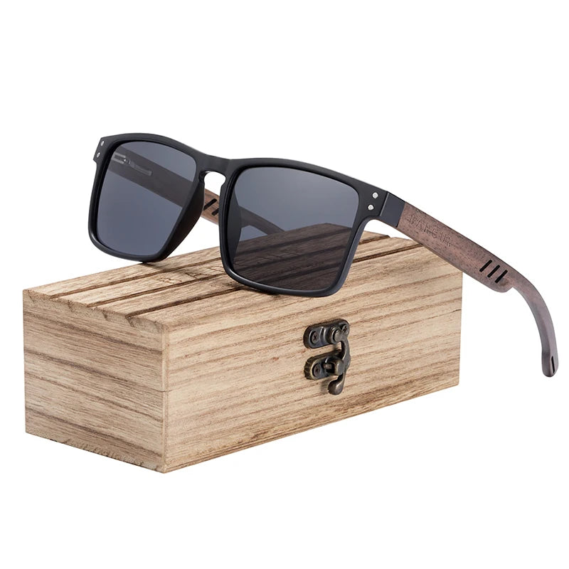 BOSCARA Natural Wood Business Sunglasses — UV400 Polarized