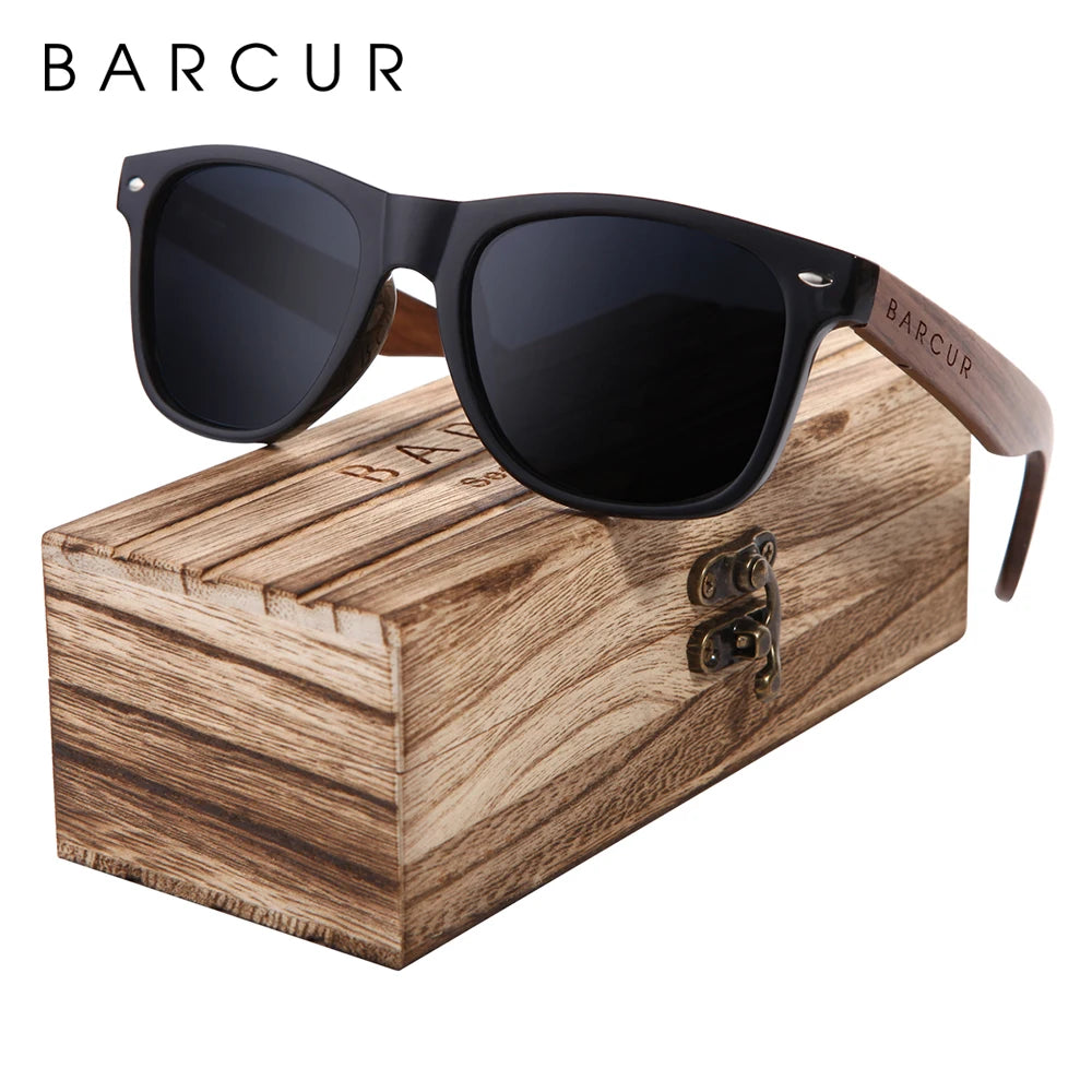 BOSCARA Black Walnut Wooden Sunglasses — UV400 Polarized