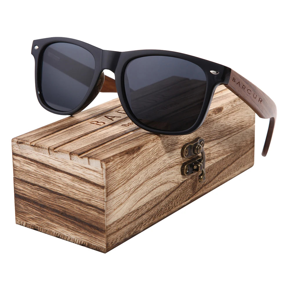 BOSCARA Black Walnut Wooden Sunglasses — UV400 Polarized