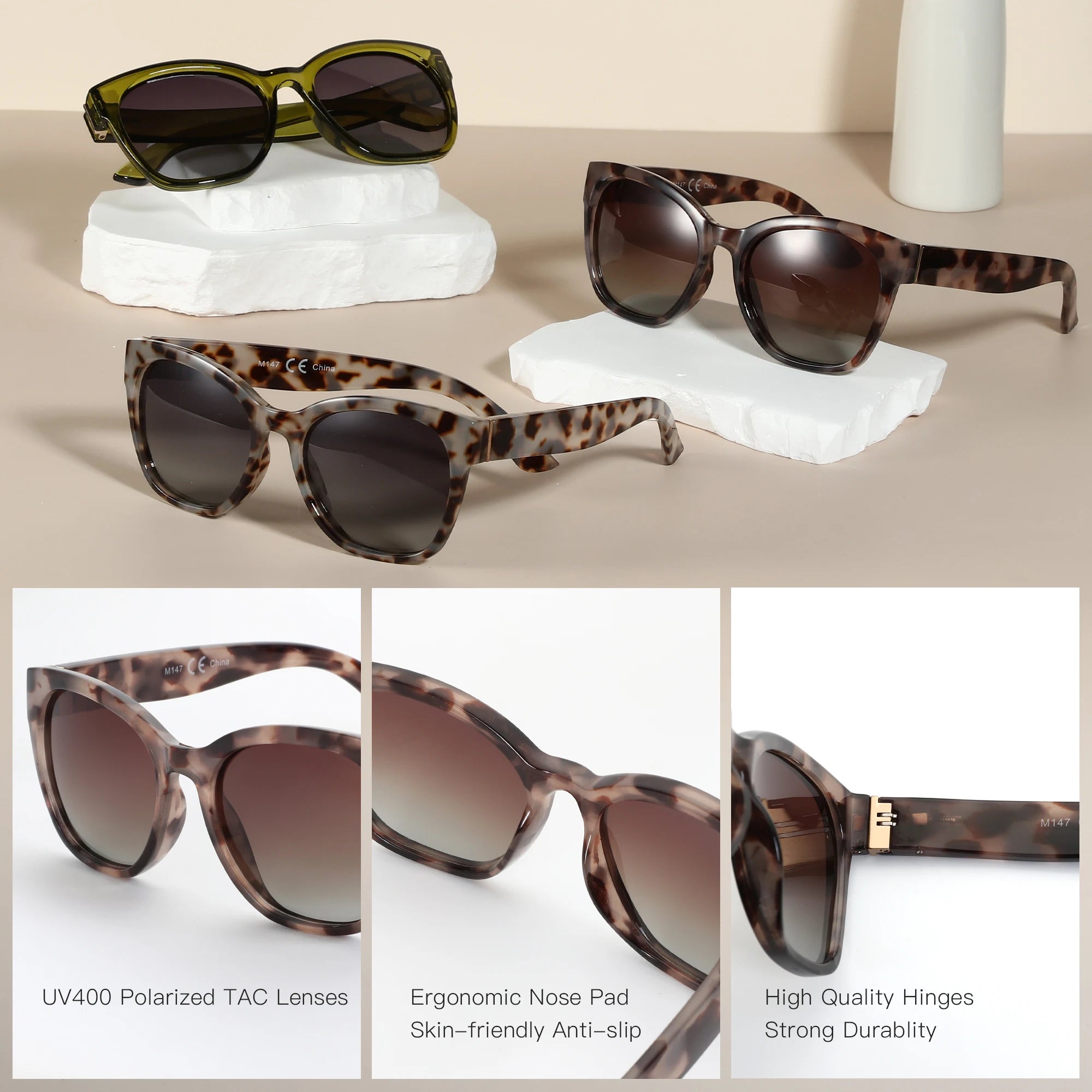 BOSCARA Cateye Women's Sunglasses — UV400 Polarized