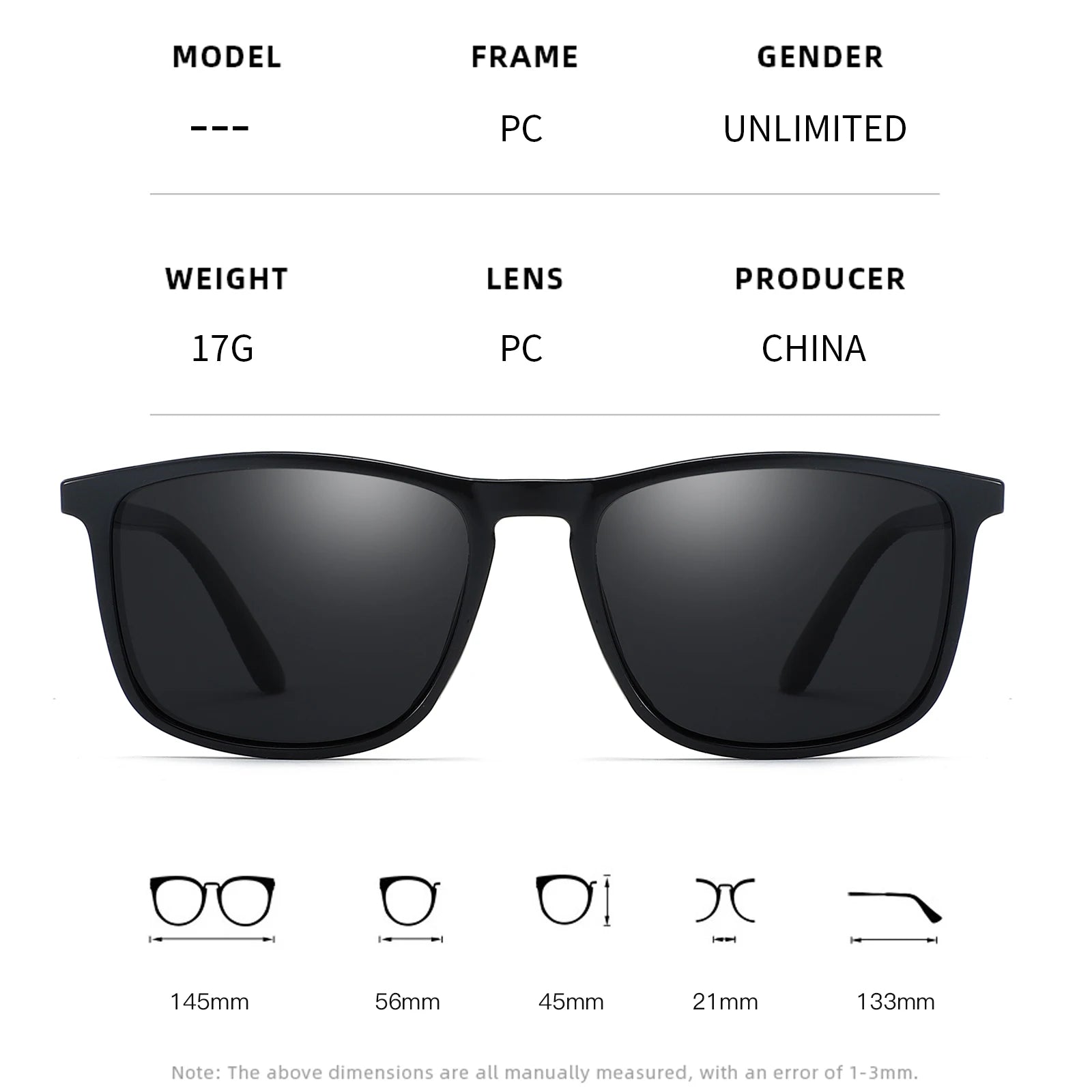 BOSCARA Classic Square Sunglasses — UV400 Polarized