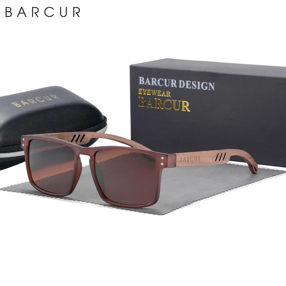 BOSCARA Natural Wood Business Sunglasses — UV400 Polarized