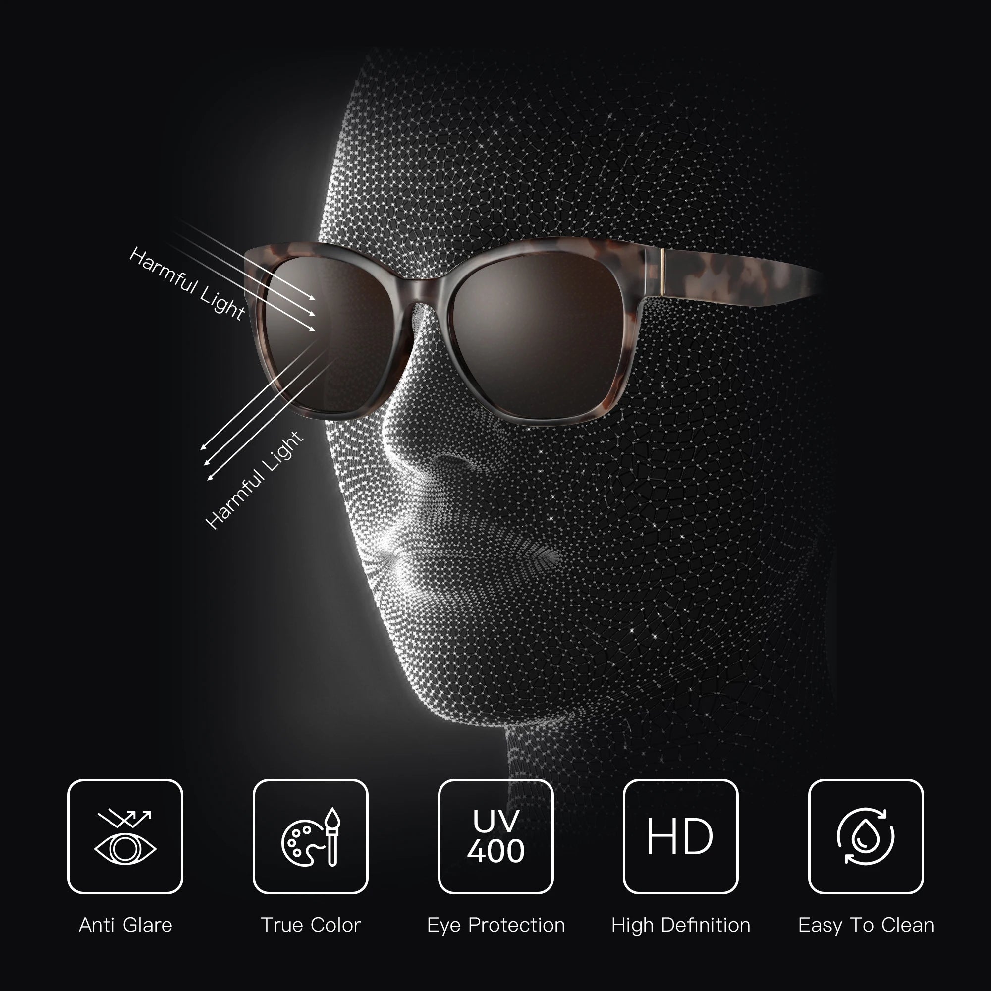 BOSCARA Cateye Women's Sunglasses — UV400 Polarized