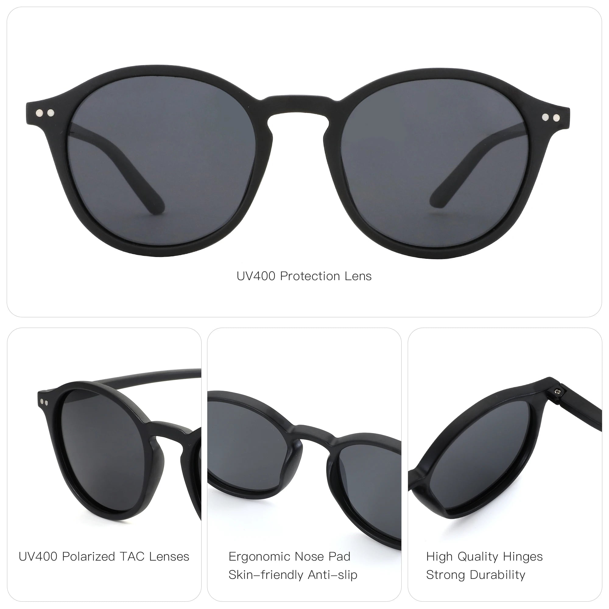 BOSCARA Retro Round Sunglasses — UV400 Polarized