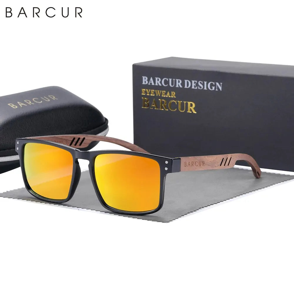 BOSCARA Natural Wood Business Sunglasses — UV400 Polarized
