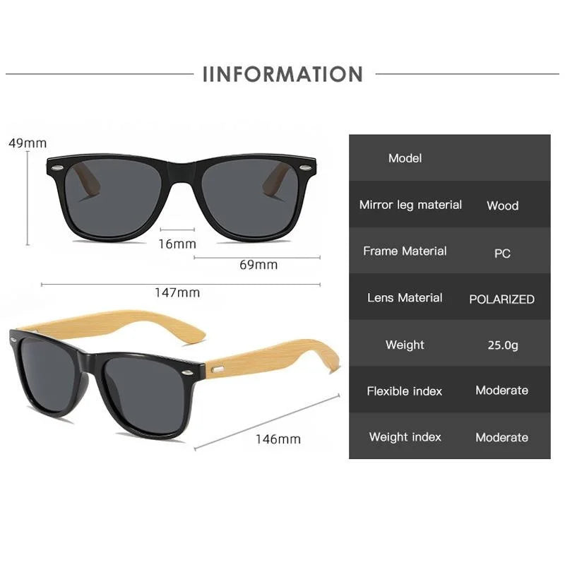 BOSCARA Bamboo Wood Sunglasses — UV400 Polarize